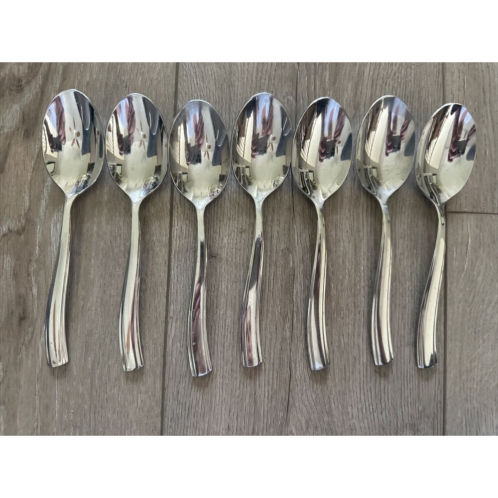 7 Pcs Oneida Griffith 18/10‎ Wavy  Stainless Oval Place Spoons